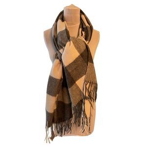 J. Crew Large Check Plaid Grey Ivory Cape Scarf Retired Print Gift Holiday Chris